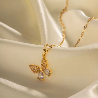 Zirconia Butterfly Halskedja 18K Guldpläterat