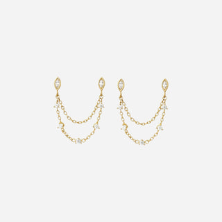 Crystal Chain Stiftörhängen 18K Guldpläterat