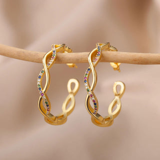 Round Wave Multi Hoops 18K Guldpläterat