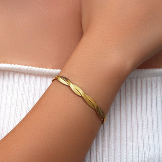 Twisted Flat Snake Armband 18K Guldpläterat 4mm