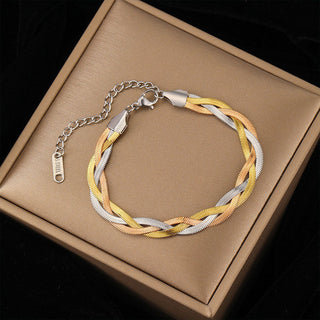 Triple Twisted Flat Snake Armband 18K Rosa/Guldpläterat 7mm