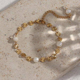 Sunburst Sötvattenspärla Armband 18K Guldpläterat