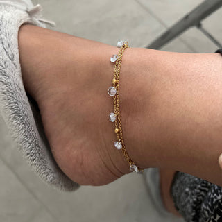 Zirconia Beads Ankelkedja 18K Guldpläterat