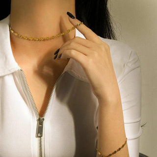 Sunburst Choker + Armband Smyckesset 18K Guldpläterat