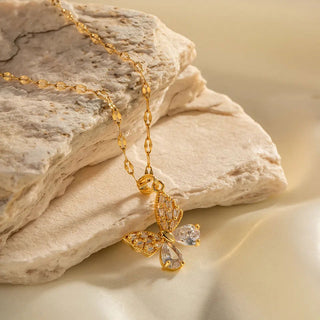 Zirconia Butterfly Halskedja 18K Guldpläterat