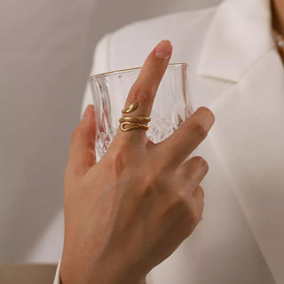 Snake Texture Ring 18K Guldpläterat