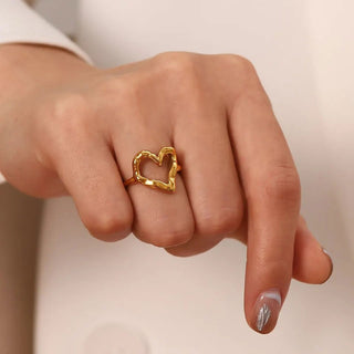 Hamrad Heart Ring 18K Guldpläterat