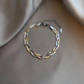 Triple Twisted Flat Snake Armband 18K Rosa/Guldpläterat 7mm