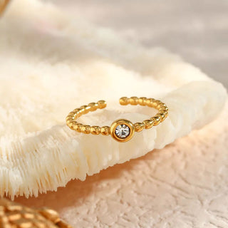 Beaded Crystal Ring 18K Guldpläterat