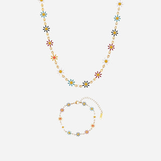 Daisy Summer Halskedja + Armband Smyckesset 18K Guldpläterat
