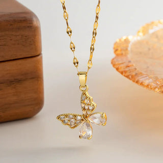 Zirconia Butterfly Halskedja 18K Guldpläterat