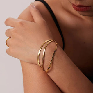 Triple Flat Snake Armband 18K Guldpläterat 9mm