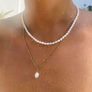 Baroque Freshwater Pearl Halskedja 18K Guldpläterat