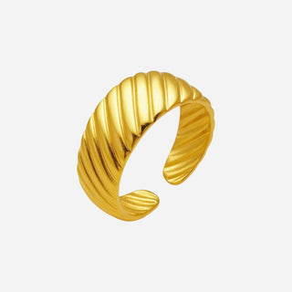 Riflad Ring 18K Guldpläterat
