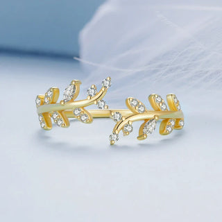 Zirconia Leaf Ring 18K Guldpläterat