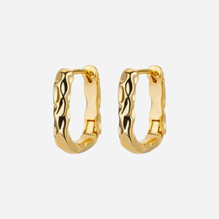 Hammered Glamour Hoops 18K Guldpläterat