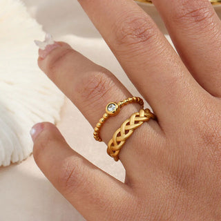 Beaded Crystal Ring 18K Guldpläterat