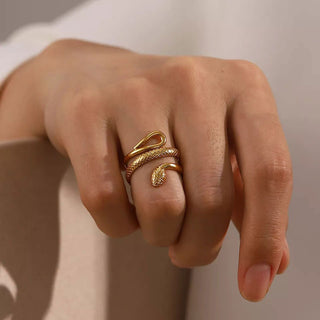 Snake Texture Ring 18K Guldpläterat