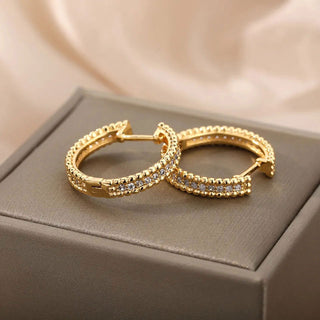 Round Zirconia Hoops 18K Guldpläterat