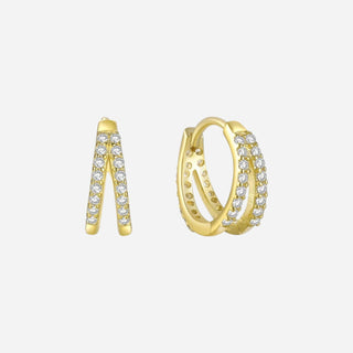 Small Double Zirconia Hoops 18K Guldpläterat