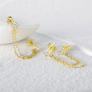 Zirconia Flower Stiftörhängen 18K Guldpläterat