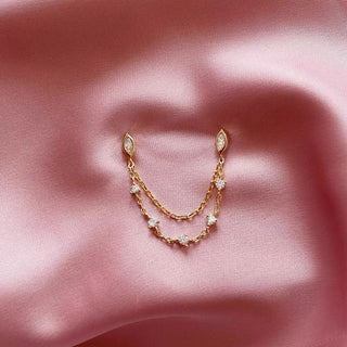 Crystal Chain Stiftörhängen 18K Guldpläterat