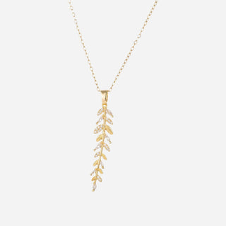 Zirconia Leaf Halskedja 18K Guldpläterat