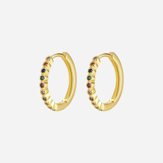 Mini Zirconia Multi Crystal Örhängen 18K Guldpläterat