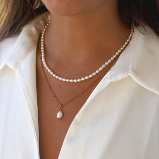 Baroque Freshwater Pearl Halskedja 18K Guldpläterat