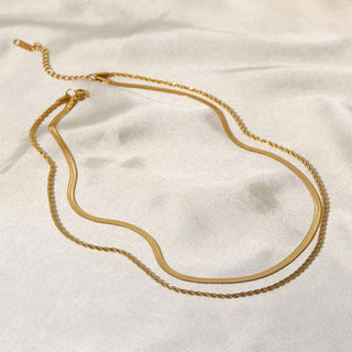 Snake Choker + Rope Smyckesset 18K Guldpläterat 2mm