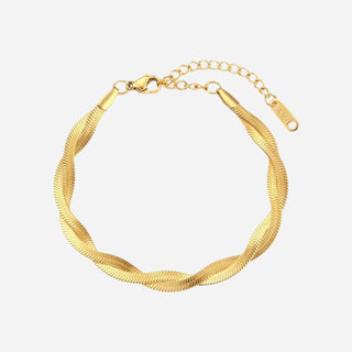 Twisted Flat Snake Armband 18K Guldpläterat 4mm