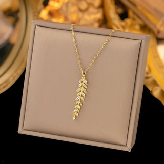 Zirconia Leaf Halskedja 18K Guldpläterat