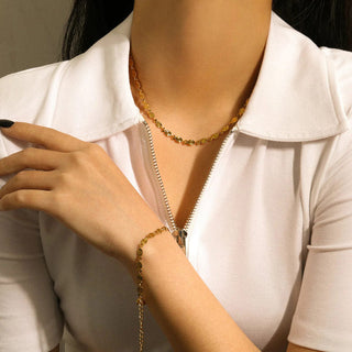 Sunburst Choker + Armband Smyckesset 18K Guldpläterat