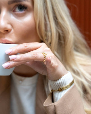 Champagne Zirconia Ring – guldring med zirkonia, bild 5 | Callisto Jewellery