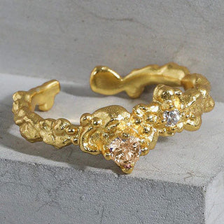 Champagne Zirconia Ring 18K Guldpläterat