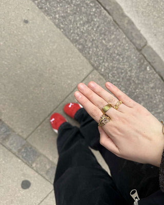 Riflad Ring 18K Guldpläterat