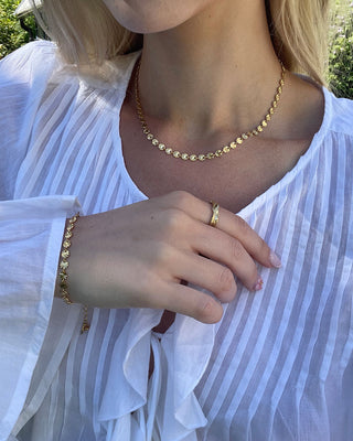 Round Sunburst Choker 18K Guldpläterat 4mm