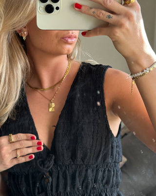 Square Sunburst Necklace 18K Guldpläterat