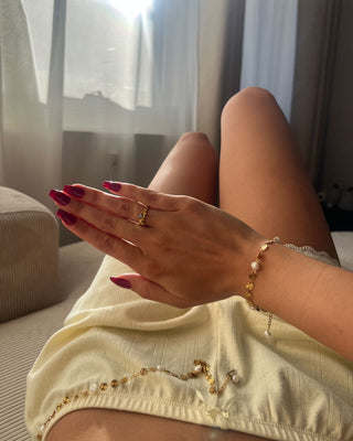 Sunburst Sötvattenspärla Armband 18K Guldpläterat