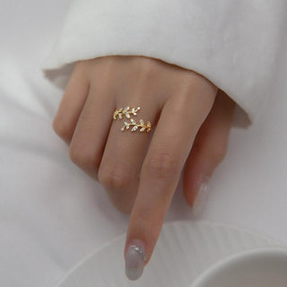 Zirconia Leaf Ring 18K Guldpläterat