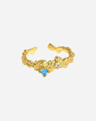 Blå Zirconia Ring 18K Guldpläterat