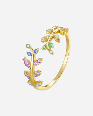 Summer Zirconia Leaf Ring 18K Guldpläterat