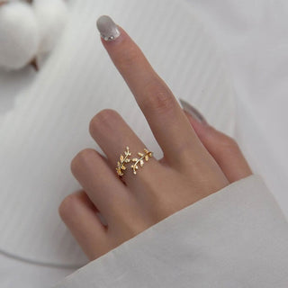 Champagne Zirconia Leaf Ring 18K Guldpläterat