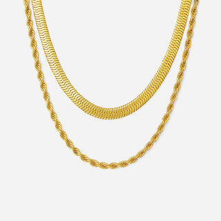 Snake Choker + Rope Smyckesset 18K Guldpläterat 2mm