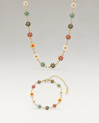 Daisy Summer Halskedja + Armband Smyckesset 18K Guldpläterat