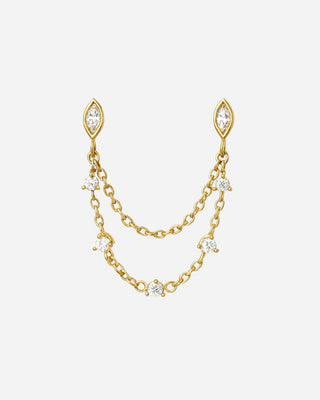 Crystal Chain Stiftörhängen 18K Guldpläterat