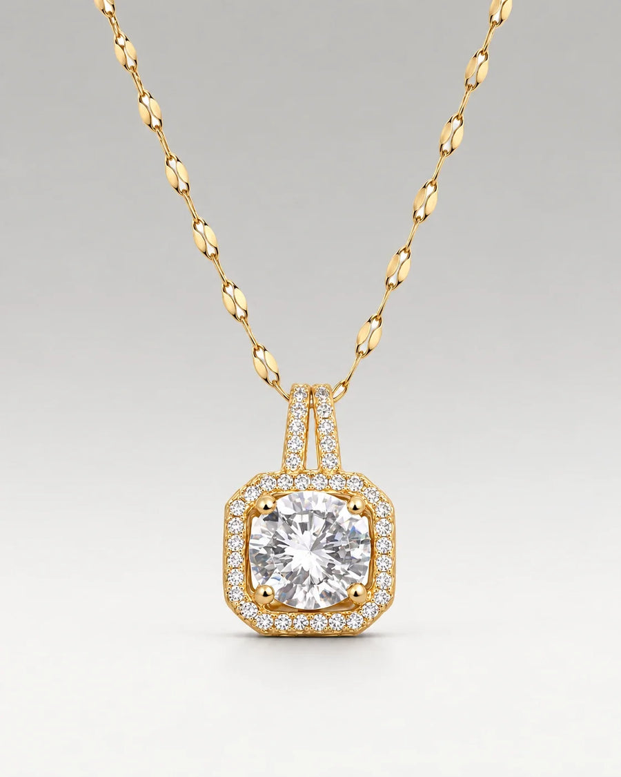 Square Crystal Halskedja 18K Guldpläterat