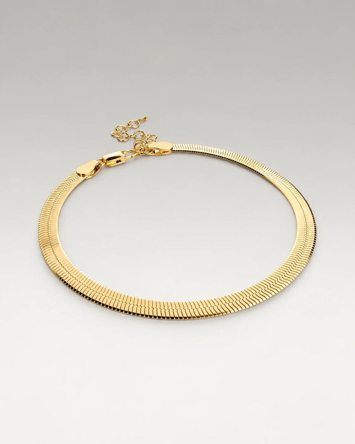 Flat Snake Ankelkedja 18K Guldpläterat 4mm