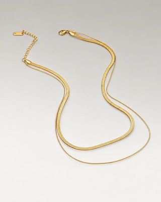 Flat Snake Layer Choker Smyckesset 18K Guldpläterat