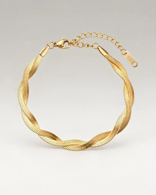 Twisted Flat Snake Armband 18K Guldpläterat 4mm